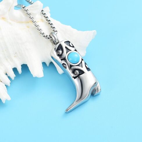 Inlay Turquoise Cowboy Boots memorial Ash Jewelry Keepsake Cremation Urn Necklace For Men&Women in Saudi Arabia