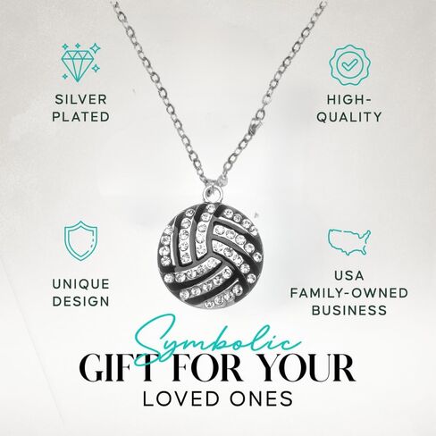 Sportybella Volleyball Necklace - Volleyball Rhinestone Jewelry Perfect Volleyball Gifts for Players in Saudi Arabia