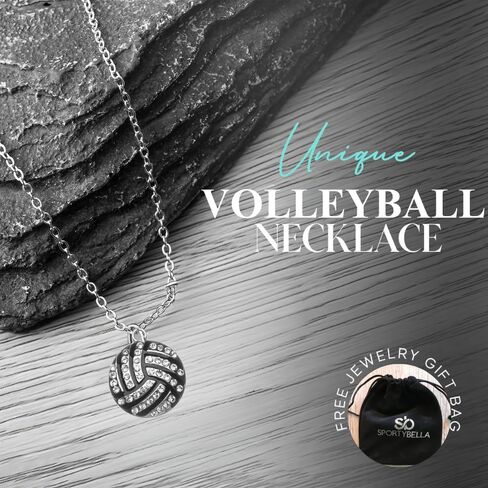 Sportybella Volleyball Necklace - Volleyball Rhinestone Jewelry Perfect Volleyball Gifts for Players in Saudi Arabia