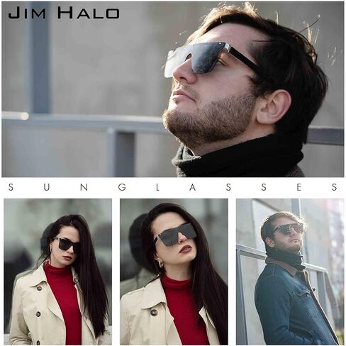 نظارات شمسية JIM HALO بدون إطار درع قطعة واحدة نظارات مرآة علوية مسطحة للنساء والرجال in Kuwait