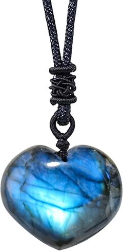 Natural Labradorite Crystal NecklacePendant Necklace Moonstone Healing Stone Pendant With Hand-Woven Rope For unisex in Saudi Arabia