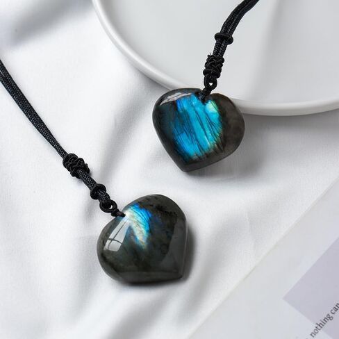 Natural Labradorite Crystal NecklacePendant Necklace Moonstone Healing Stone Pendant With Hand-Woven Rope For unisex in Saudi Arabia
