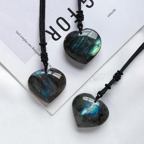 Natural Labradorite Crystal NecklacePendant Necklace Moonstone Healing Stone Pendant With Hand-Woven Rope For unisex in Saudi Arabia