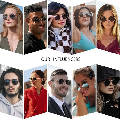 نظارات شمسية من Pro Acme للنساء والرجال، نظارات شمسية مربعة مستقطبة سداسية الشكل بإطار معدني للحماية من الأشعة فوق البنفسجية 400 in Kuwait