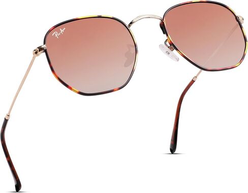 نظارات شمسية من Pro Acme للنساء والرجال، نظارات شمسية مربعة مستقطبة سداسية الشكل بإطار معدني للحماية من الأشعة فوق البنفسجية 400 in Kuwait