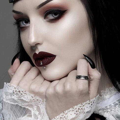 'Third Eye' Band Ring by Rogue+Wolf Halloween Silver Engagement Anxiety Rings for Women, Matching Couple Gothic Boho Wiccan Fashion Jewelry, Stainless Steel Witchy Creepy Gifts for Teen Girls, Anime Emo Trendy Cottagecore Rings Aesthetic for Men in Saudi Arabia