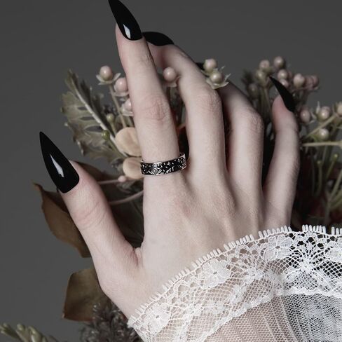 'Third Eye' Band Ring by Rogue+Wolf Halloween Silver Engagement Anxiety Rings for Women, Matching Couple Gothic Boho Wiccan Fashion Jewelry, Stainless Steel Witchy Creepy Gifts for Teen Girls, Anime Emo Trendy Cottagecore Rings Aesthetic for Men in Saudi Arabia