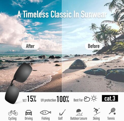 نظارات شمسية مستقطبة من Goiteia - تصميم مستطيل خفيف الوزن فوق النظارات الطبية، غير قابلة للطي، حماية من الأشعة فوق البنفسجية in Kuwait