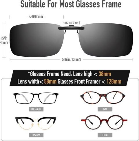 نظارات شمسية مستقطبة من Goiteia - تصميم مستطيل خفيف الوزن فوق النظارات الطبية، غير قابلة للطي، حماية من الأشعة فوق البنفسجية in Kuwait