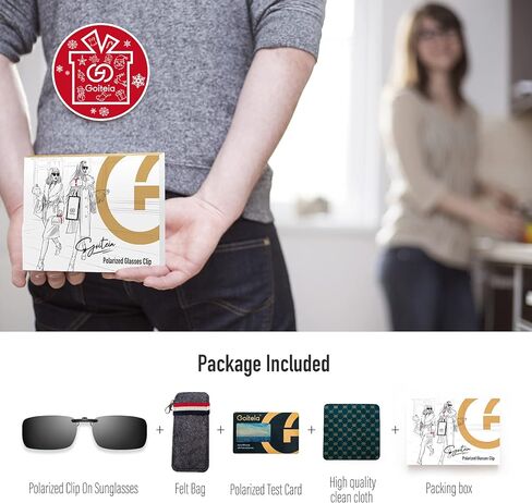 نظارات شمسية مستقطبة من Goiteia - تصميم مستطيل خفيف الوزن فوق النظارات الطبية، غير قابلة للطي، حماية من الأشعة فوق البنفسجية in Kuwait