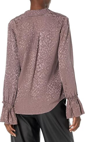PAIGE womens Abriana Shirt Button Down Pleated Sleeve Luxe Matte Satin in Truffle Blouse, Truffle, Small US in Saudi Arabia