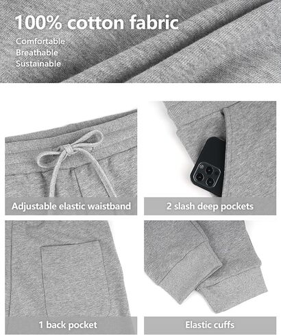 Zylioo بنطال رياضي طويل للنساء، 30 32 34 بنطال رياضي طويل بدرزة داخلية، بنطال رياضي قطن 100% مع جيوب، بنطال مريح للتمرين باللون الأسود in Kuwait