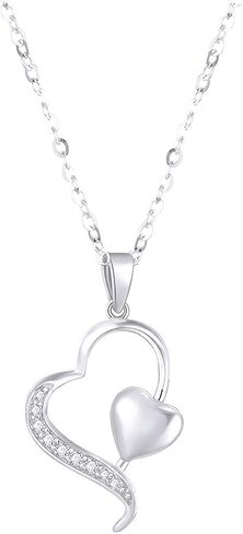 SISGEM 14k Gold Diamond Heart Pendant Necklace for Women, Fine Anniversary Jewelry for Wife/Girlfriend, Love Gifts for Her (0.1ct), 16-18 Inch in Saudi Arabia