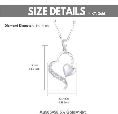 SISGEM 14k Gold Diamond Heart Pendant Necklace for Women, Fine Anniversary Jewelry for Wife/Girlfriend, Love Gifts for Her (0.1ct), 16-18 Inch in Saudi Arabia