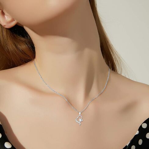 SISGEM 14k Gold Diamond Heart Pendant Necklace for Women, Fine Anniversary Jewelry for Wife/Girlfriend, Love Gifts for Her (0.1ct), 16-18 Inch in Saudi Arabia