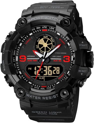 zolohoni Mens Military Watches for Men, Men's Wrist Watches, Analog Digital Watch Stop Watches for Sports, Large Dual Time 12/24H Gifts for Teenage Boys 14-16-18 Years Old in Saudi Arabia