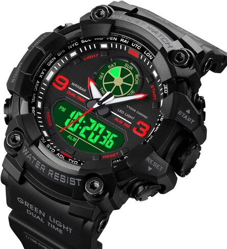 zolohoni Mens Military Watches for Men, Men's Wrist Watches, Analog Digital Watch Stop Watches for Sports, Large Dual Time 12/24H Gifts for Teenage Boys 14-16-18 Years Old in Saudi Arabia