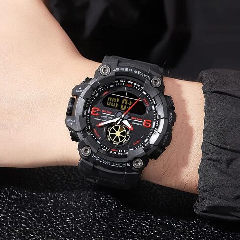 zolohoni Mens Military Watches for Men, Men's Wrist Watches, Analog Digital Watch Stop Watches for Sports, Large Dual Time 12/24H Gifts for Teenage Boys 14-16-18 Years Old in Saudi Arabia