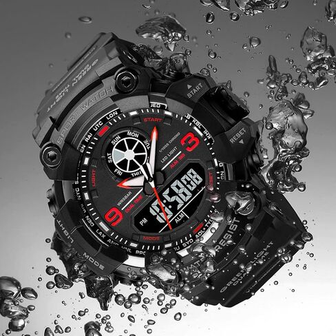 zolohoni Mens Military Watches for Men, Men's Wrist Watches, Analog Digital Watch Stop Watches for Sports, Large Dual Time 12/24H Gifts for Teenage Boys 14-16-18 Years Old in Saudi Arabia