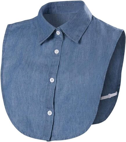 بلوزة ذات ياقة وهمية قابلة للفصل وياقة ديكي نصف قميص وياقة صناعية للفتيات والنساء (مدببة (أزرق)) in Kuwait