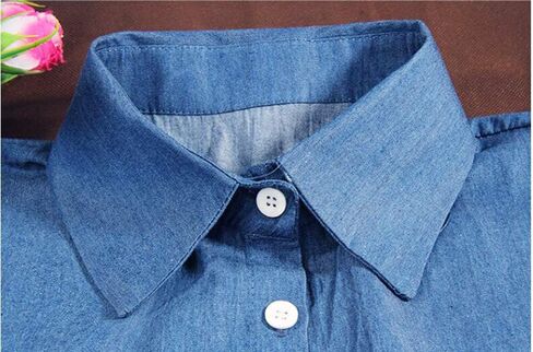 بلوزة ذات ياقة وهمية قابلة للفصل وياقة ديكي نصف قميص وياقة صناعية للفتيات والنساء (مدببة (أزرق)) in Kuwait