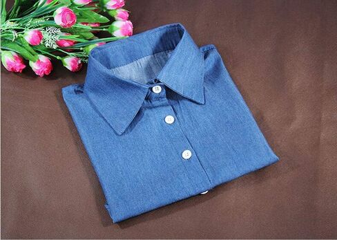 بلوزة ذات ياقة وهمية قابلة للفصل وياقة ديكي نصف قميص وياقة صناعية للفتيات والنساء (مدببة (أزرق)) in Kuwait