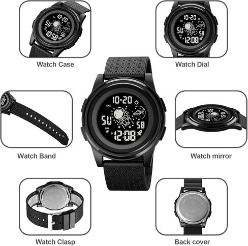 ساعة رقمية LED للرجال والنساء، تاريخ تقويم مضيء، ساعة إلكترونية متعددة الوظائف مضادة للماء in Kuwait