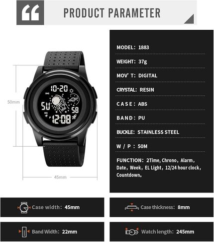 ساعة رقمية LED للرجال والنساء، تاريخ تقويم مضيء، ساعة إلكترونية متعددة الوظائف مضادة للماء in Kuwait