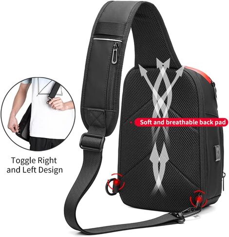 حقيبة حبال للرجال حقيبة صدر كتف حقيبة ظهر Daypack حقيبة ظهر بحمالة كروس مع كابل USB للمشي لمسافات طويلة والتخييم والرحلات الخارجية in Kuwait