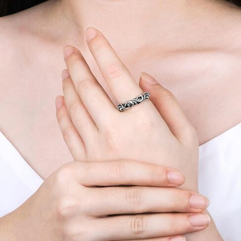 خواتم فضة استرليني 925 للرجال مع نمط أوروبي للجنسين، خواتم بانك مفتوحة قابلة للتعديل للرجال والنساء، طراز ريترو مناسبة للاستخدام اليومي in Kuwait