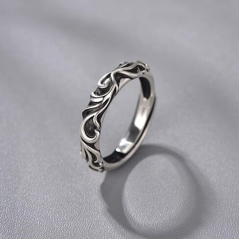 خواتم فضة استرليني 925 للرجال مع نمط أوروبي للجنسين، خواتم بانك مفتوحة قابلة للتعديل للرجال والنساء، طراز ريترو مناسبة للاستخدام اليومي in Kuwait