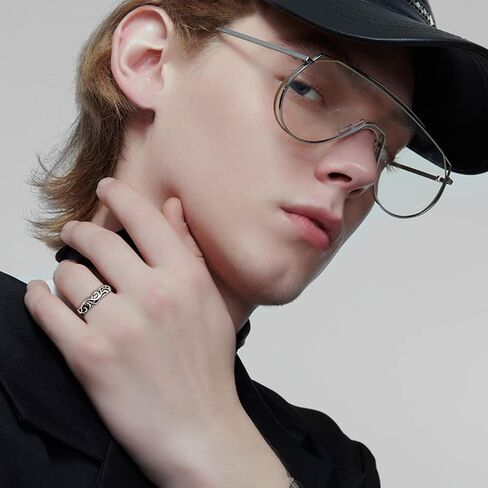 خواتم فضة استرليني 925 للرجال مع نمط أوروبي للجنسين، خواتم بانك مفتوحة قابلة للتعديل للرجال والنساء، طراز ريترو مناسبة للاستخدام اليومي in Kuwait