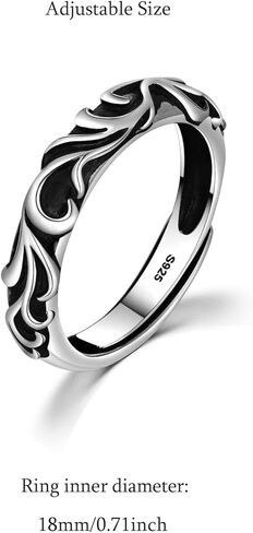 خواتم فضة استرليني 925 للرجال مع نمط أوروبي للجنسين، خواتم بانك مفتوحة قابلة للتعديل للرجال والنساء، طراز ريترو مناسبة للاستخدام اليومي in Kuwait