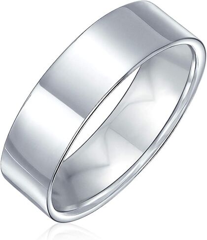Bling Jewelry Minimalist Plain Simple .925 Sterling Silver Flat Couples Wedding Band Ring For Women For Men 6MM in Saudi Arabia