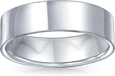 Bling Jewelry Minimalist Plain Simple .925 Sterling Silver Flat Couples Wedding Band Ring For Women For Men 6MM in Saudi Arabia