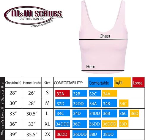 حمالة صدر رياضية للسيدات من M&M SCRUBS لليوجا طويلة مبطنة بدون أسلاك ودعم متوسط in Saudi Arabia