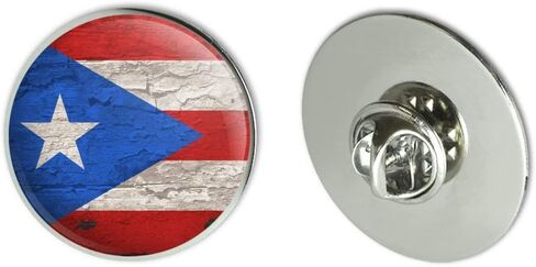 Rustic Distressed Puerto Rico Flag Wood Look Metal 1.1" Tie Tack Hat Lapel Pin Pinback in Saudi Arabia