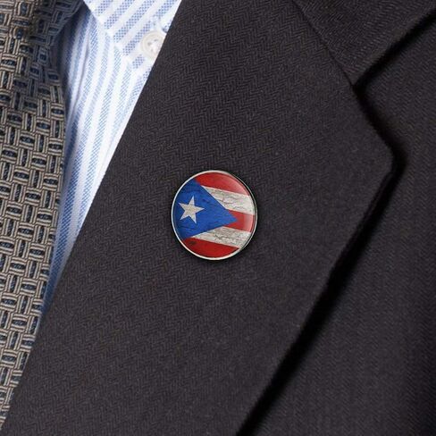 Rustic Distressed Puerto Rico Flag Wood Look Metal 1.1" Tie Tack Hat Lapel Pin Pinback in Saudi Arabia