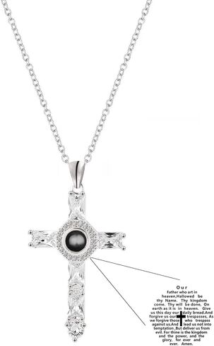 Cross Pendant Necklace with Engraved Prayer Bead in Saudi Arabia