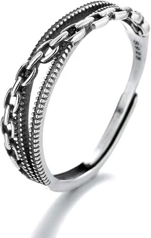 s925 Sterling Silver Chain adjustable ring, Delicate Looking, Minimalist Promise Ring for Best Friends in Kuwait