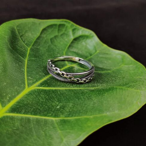 s925 Sterling Silver Chain adjustable ring, Delicate Looking, Minimalist Promise Ring for Best Friends in Kuwait