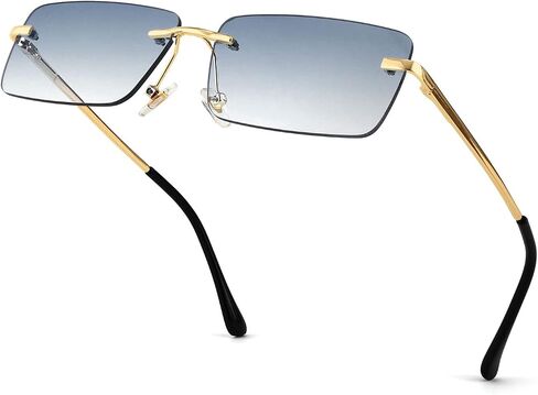 FEISEDY Vintage Rimless Sunglasses Rectangle Frameless Candy Color Glasses Women Men Spring Hinge B4063 in Saudi Arabia