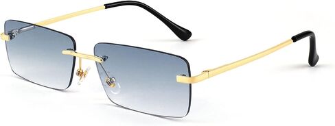 FEISEDY Vintage Rimless Sunglasses Rectangle Frameless Candy Color Glasses Women Men Spring Hinge B4063 in Saudi Arabia