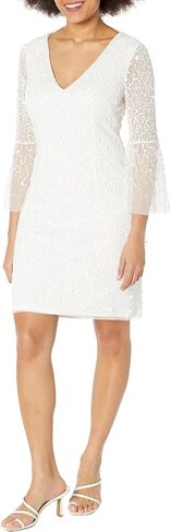 Adrianna Papell Women's Beaded Sequin Bell Sleeve DRS in Saudi Arabia