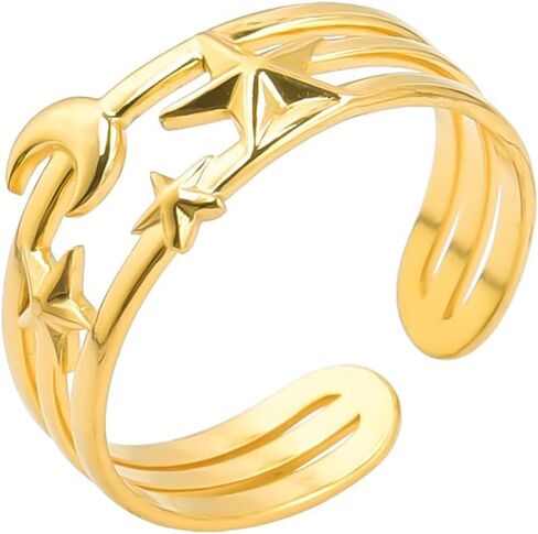 INENIMARTJ خاتم نجمة القمر من الفولاذ المقاوم للصدأ للنساء خاتم خطوبة الزفاف وعد خاتم القمر بيان خاتم نجمة القمر هدية in Kuwait