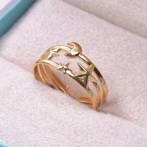 INENIMARTJ خاتم نجمة القمر من الفولاذ المقاوم للصدأ للنساء خاتم خطوبة الزفاف وعد خاتم القمر بيان خاتم نجمة القمر هدية in Kuwait