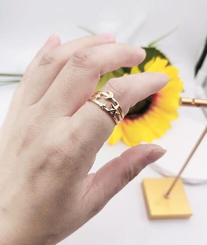 INENIMARTJ خاتم نجمة القمر من الفولاذ المقاوم للصدأ للنساء خاتم خطوبة الزفاف وعد خاتم القمر بيان خاتم نجمة القمر هدية in Kuwait