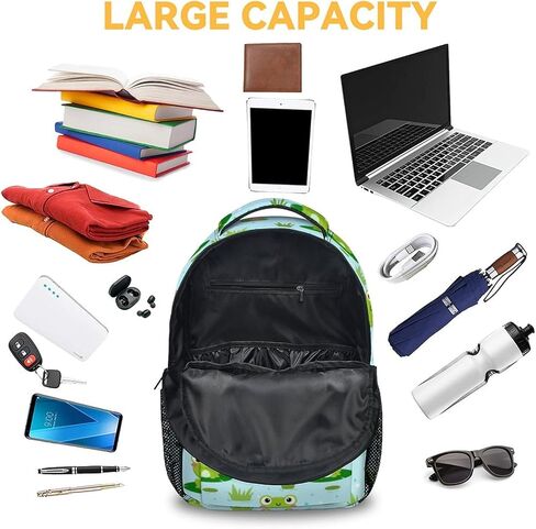 حقيبة ظهر على شكل ضفدع مع صندوق غداء ومقلمة، حقيبة كتب على شكل ضفدع مقاس 16 بوصة مع أشرطة قابلة للتعديل، متينة، خفيفة الوزن، سعة كبيرة، حقيبة ظهر مدرسية للفتيات والنساء in Kuwait