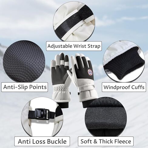 قفازات شتوية للرجال والنساء، قفازات دافئة تعمل باللمس على الجليد ومقاومة للماء ومقاومة للرياح للطقس البارد والقيادة وركوب الدراجات والتزلج in Kuwait