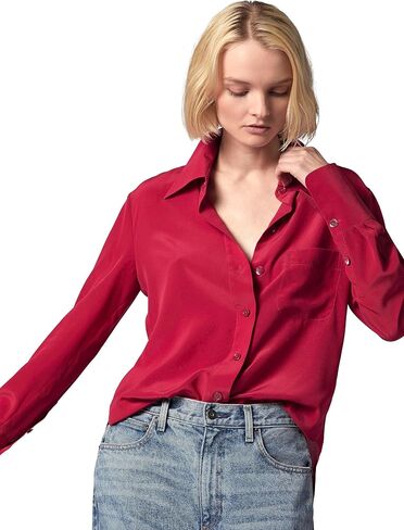 EQUIPMENT Women's QUINNE Long Sleeve TOP in Persian RED in Saudi Arabia